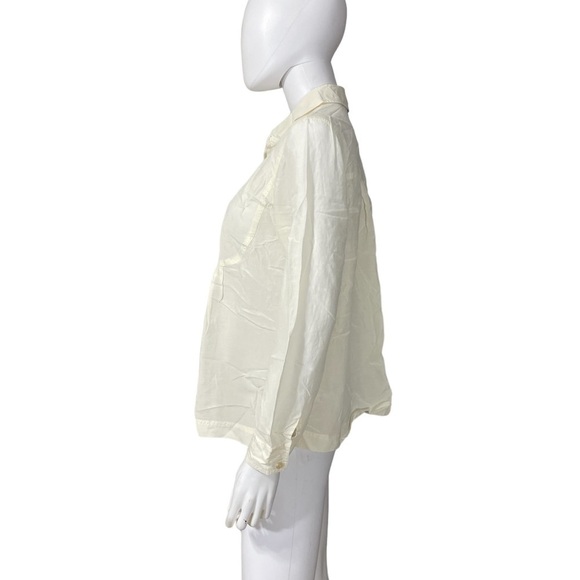 J. Jill Ivory Button Down Collared Blouse Size M - Picture 5 of 12